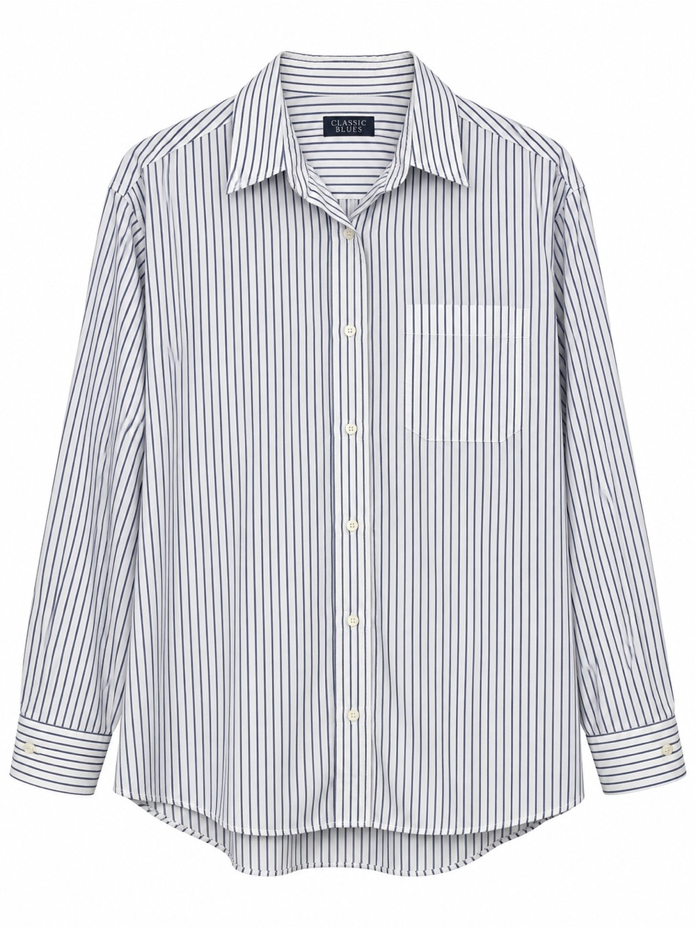 Classic Blues Womens XL Striped Button Down Shirt Cotton Long Sleeve Collared